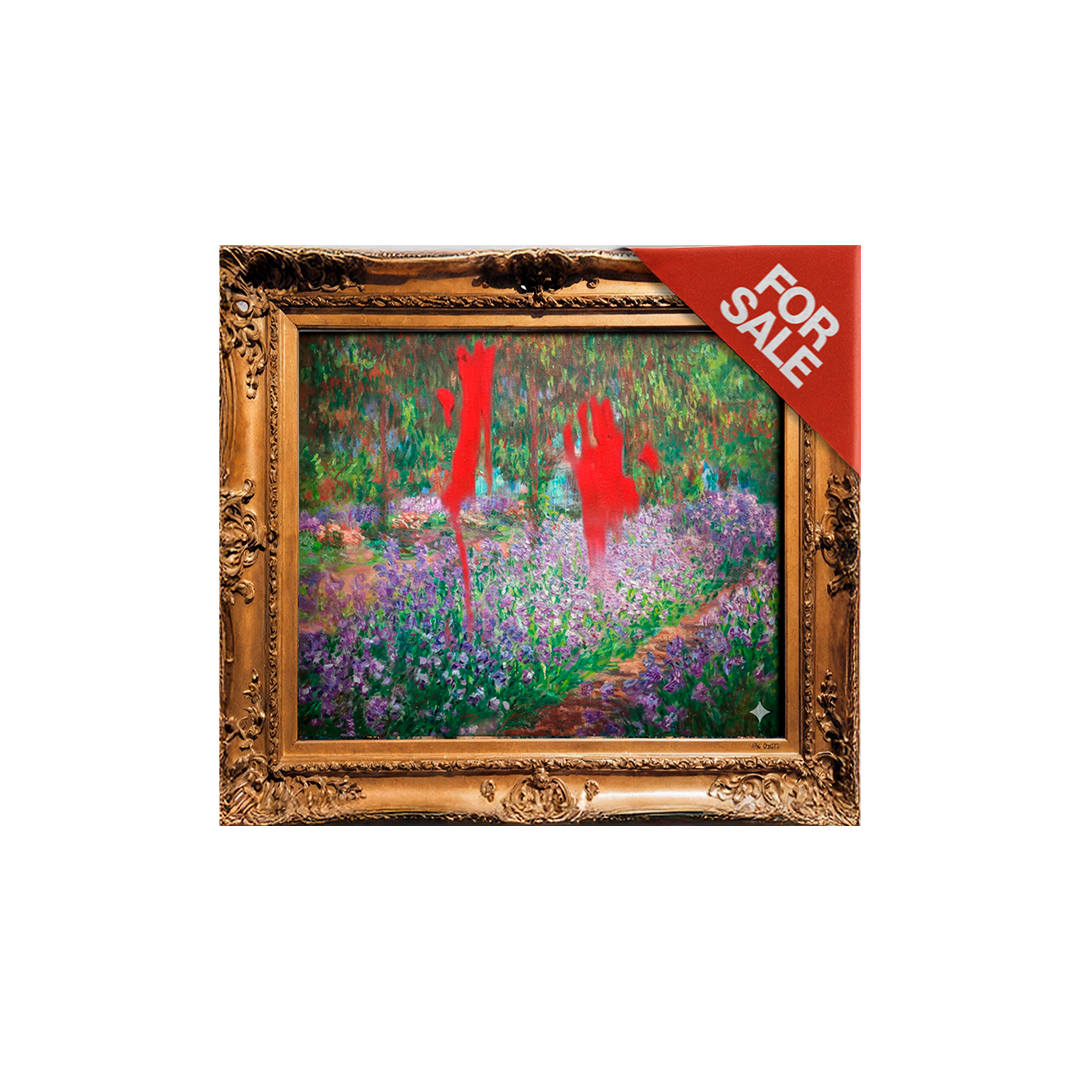 Red paint on Claude Monet's The Artist's Garden at Giverny